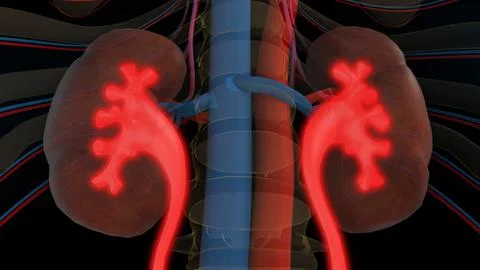 Human urinary system ureters anatomy for medical concept 3D rendering Stock Illustration