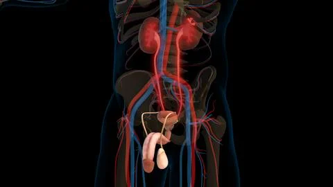 Human urinary system ureters anatomy for medical concept 3D rendering Stock Illustration