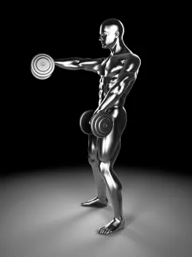 Human using hand weights, artwork イラスト素材