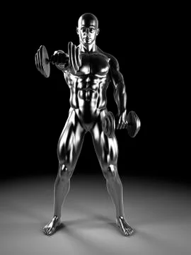 Human using hand weights, artwork Stock Illustration
