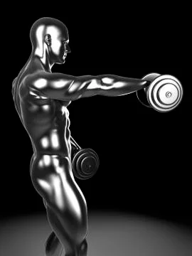 Human using hand weights, artwork イラスト素材