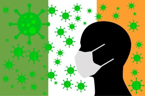 Human using a Mouth Face Masks  IRELAND Illustrazione stock