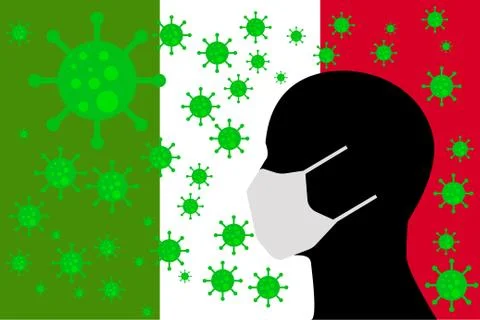 Human using a Mouth Face Masks Italy 库存插图