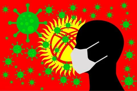 Human using a Mouth Face Masks KYRGYZSTAN Stock Illustration