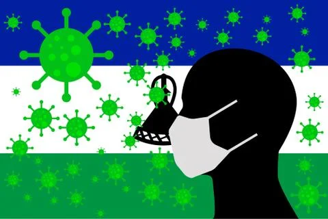 Human using a Mouth Face Masks LESOTHO Stock Illustration