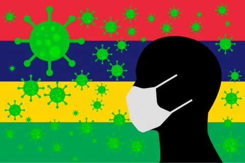 Human using a Mouth Face Masks MAURITIUS Stock Illustration