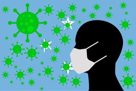 Human using a Mouth Face Masks MICRONESIA Stock Illustration