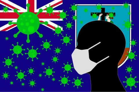 Human using a Mouth Face Masks MONTSERRAT Stock Illustration