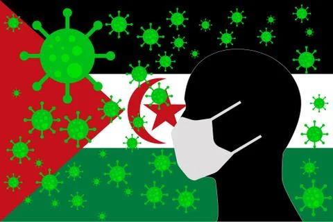 Human using a Mouth Face Masks SAHRAWI ARAB DEMOCRATIC REPUBLIC Stock Illustration