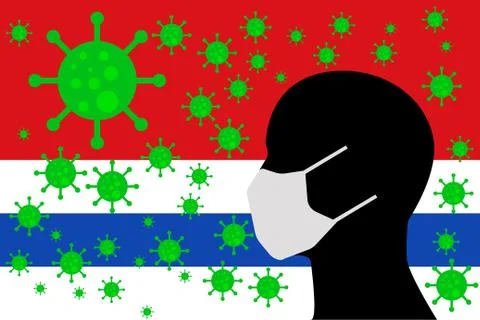 Human using a Mouth Face Masks SAN BARTOLOME Stock Illustration