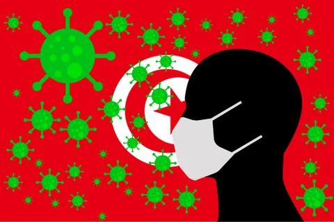 Human using a Mouth Face Masks TUNISIA Иллюстрация