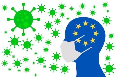 Human using a Mouth Face Masks European Union Stock Illustration