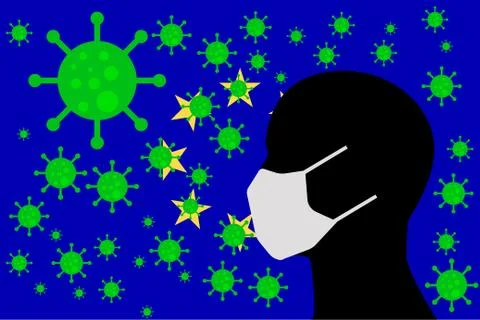 Human using a Mouth Face Masks  EUROPEAN UNION Illustrazione stock