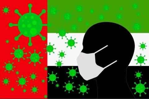 Human using a Mouth Face Masks  UNITED ARAB EMIRATES Stock Illustration
