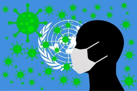 Human using a Mouth Face Masks  UNITED NATIONS Stock Illustration