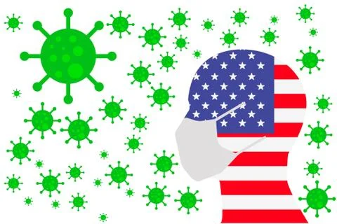Human using a Mouth Face Masks USA Stock Illustration