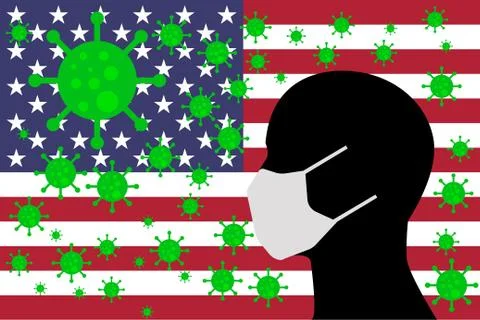Human using a Mouth Face Masks USA Stock Illustration