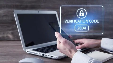 Human using smartphone. Identity verification code, Cyber security Stock Photos
