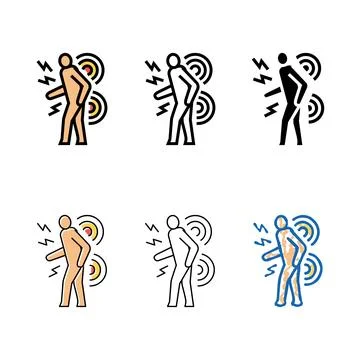 Human variants back stroke color icon vector Stock Illustration