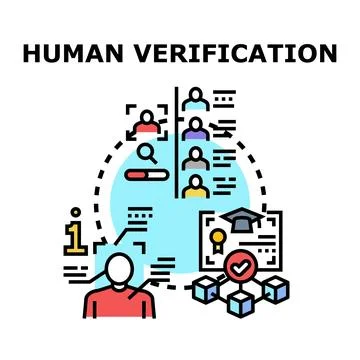 Human verification concept with digital identity checking Stock Illustration
