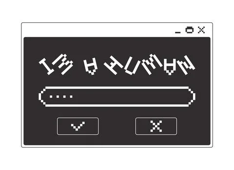 Human verification monochrome pixel pop-up window Stock Illustration