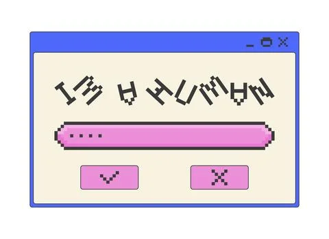 Human verification pixel art popup window UI overlay Illustrazione stock