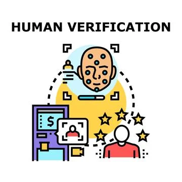 Human verification process accessing secure system using biometrics Stock Illustration
