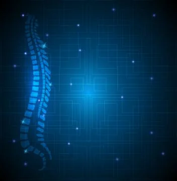 Human vertebral column abstract blue background Illustrazione stock