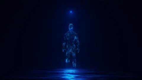 Human in virtual space. Technology concept. Virtual reality. Cyberspace. Stock Footage 221361883