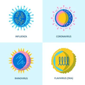 Human virus icons collection in flat style Illustrazione stock