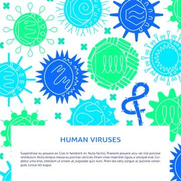 Human viruses concept banner in flat style Stock Illustration
