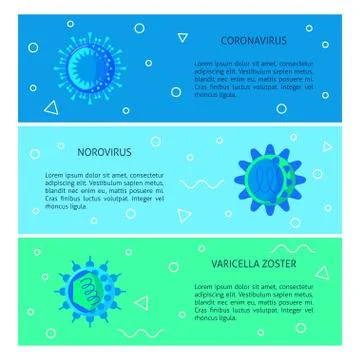 Human viruses concept flyer templates in flat style Stock Illustration