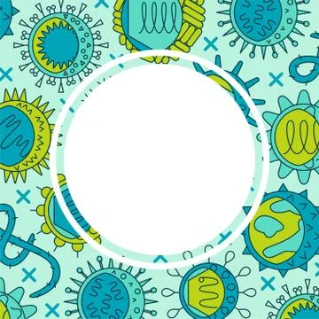 Human viruses poster in colored line style Stock Illustration