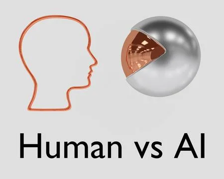 Human vs AI concept Stock Illustration
