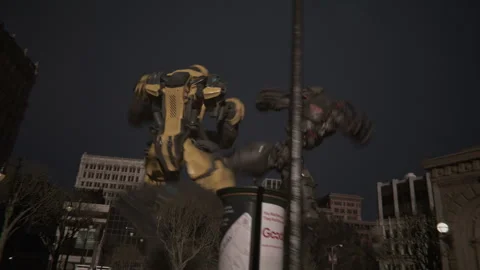 The human vs. AI giant robot duel shows Stock-Footage 288590505