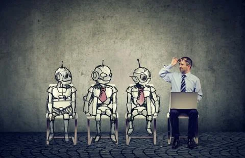 Human vs artificial intelligence concept. Stock Photos