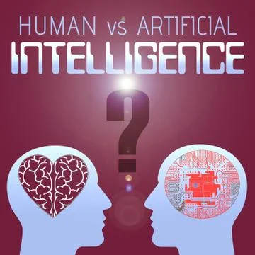 Human vs Artificial Intelligence Stock Illustration