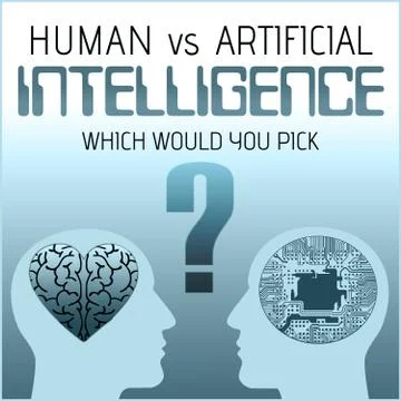 Human vs Artificial Intelligence which would you pick Stock Illustration