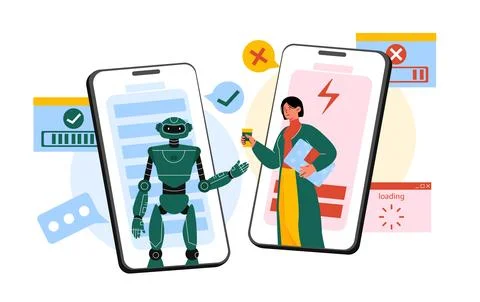Human vs robot vector concept イラスト素材