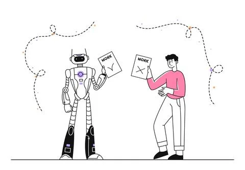 Human vs robot vector simple Illustrazione stock