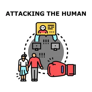 Human vulnerability to digital cyber attacks and threats Stock Illustration