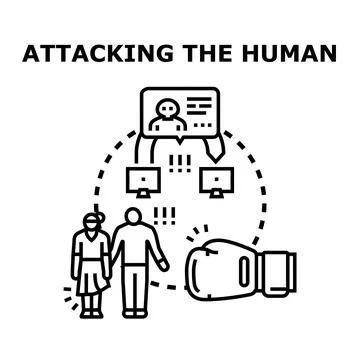 Human vulnerability to digital cyber attacks and threats 库存插图