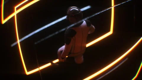 A  Human Walking In An Glowing Sci Fi Environment Stock-Footage 268314862