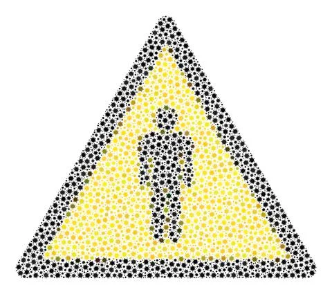 Human Warning Composition Icon with Coronavirus Infection Elements 스톡 일러스트