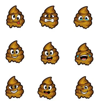 Human waste set cartoon vector expression Stock Illustration