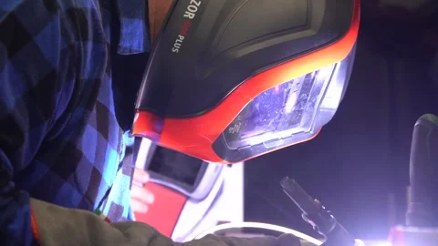 Human welding with musk Stock Footage 291512844