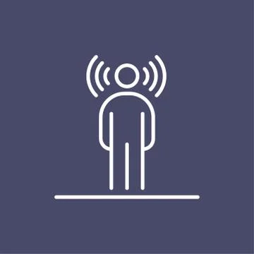 Human wireless radio waves around head business people icon simple line flat  Stock Illustration