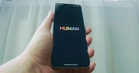 HUMAN word in a colorful font, presentation Video stock 313447028
