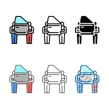 Human work car edition factory color icon vector Stock Illustration