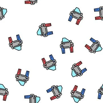 Human work car factory vector seamless pattern Illustrazione stock